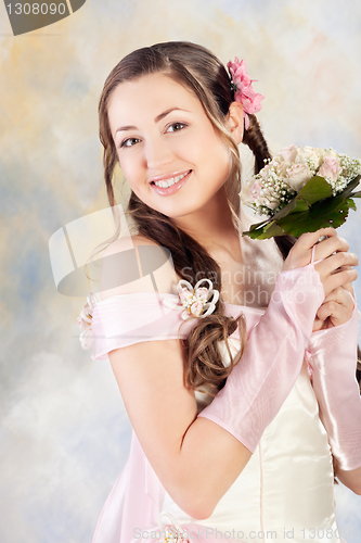 Image of Beautiful woman dressed as a bride