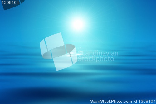 Image of blue sea and sun