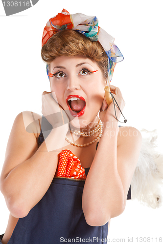 Image of pin up girl, bonde  housewife