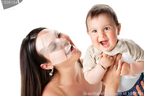 Image of picture of happy mother with baby
