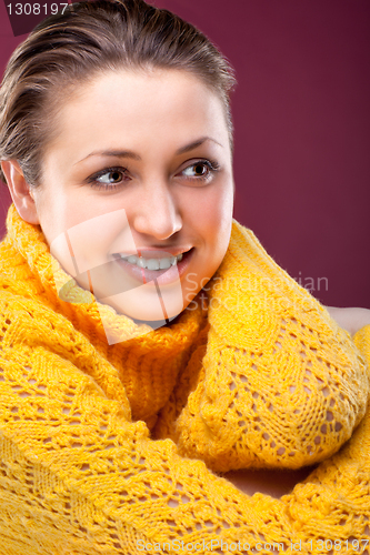 Image of Perfect blonde on red background