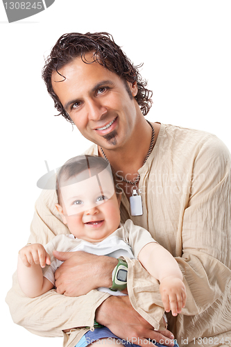 Image of Father and little son studio portrait