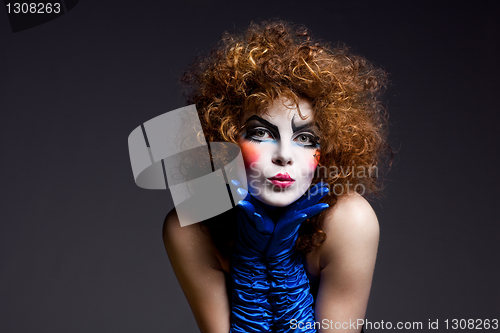 Image of woman mime with theatrical makeup