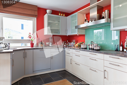 Image of Interior of modern house kitchen