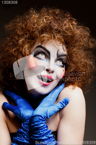 Image of woman mime with theatrical makeup