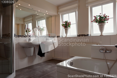 Image of beautiful interior of a modern bathroom
