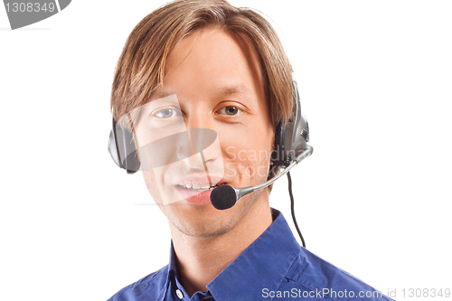 Image of businessman working in a call center