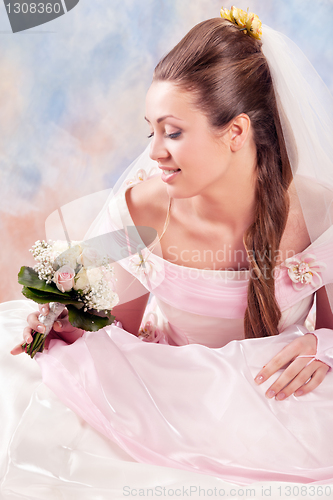 Image of Beautiful woman dressed as a bride