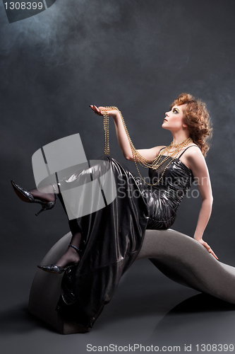 Image of Beauty woman in old fashioned dress