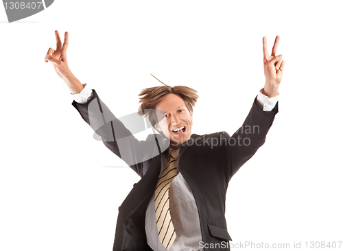 Image of successful business man jump