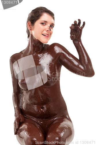 Image of woman covered sweet cream chocolate