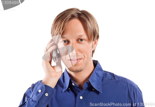 Image of businessman talking on mobile phone