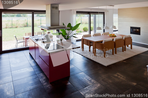 Image of Interior of modern house kitchen
