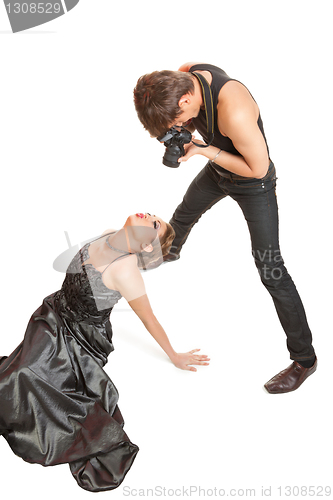 Image of Young adult female model and photographer.