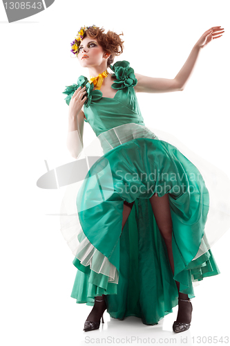 Image of Beauty woman in old fashioned dress