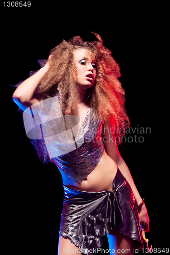 Image of Beautiful woman with huge afro haircut