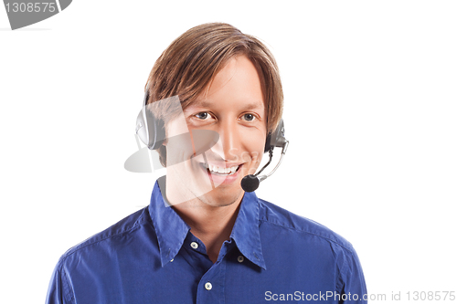 Image of businessman working in a call center