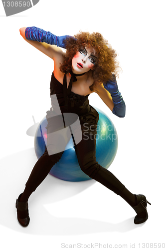 Image of woman mime with theatrical makeup