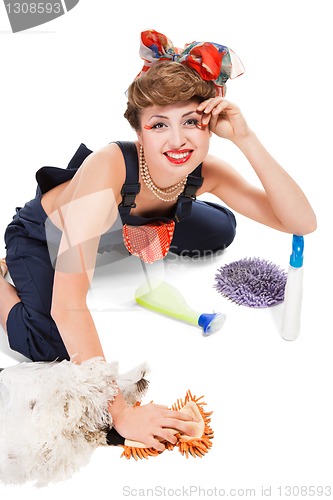 Image of pin up girl, bonde  housewife