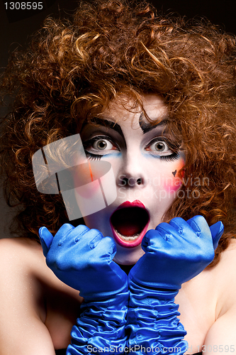 Image of woman mime with theatrical makeup