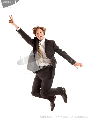 Image of successful business man jump