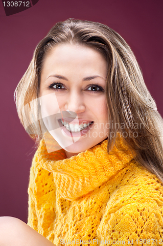 Image of Perfect blonde on red background