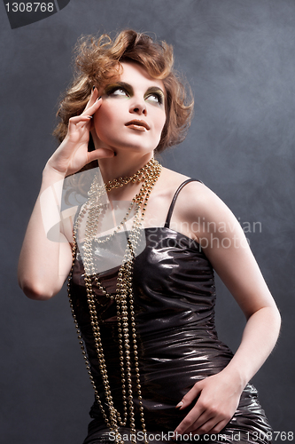 Image of Beauty woman in old fashioned dress