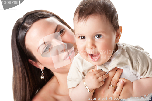 Image of picture of happy mother with baby