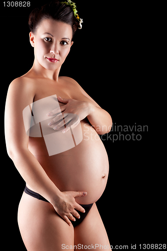 Image of Beautiful adult pregnant woman