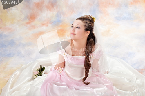 Image of Beautiful woman dressed as a bride