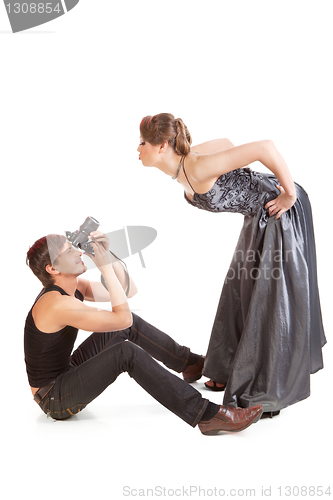 Image of Young adult female model and photographer.