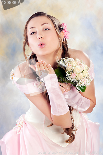 Image of Beautiful woman dressed as a bride