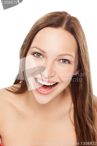 Image of young woman close up studio portrait