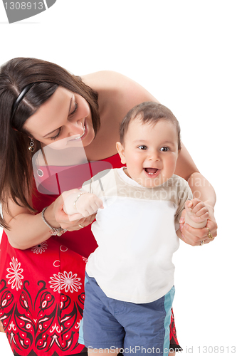 Image of picture of happy mother with baby
