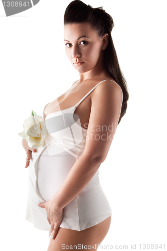 Image of Beautiful adult pregnant woman