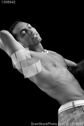 Image of Portrait of a naked muscular man