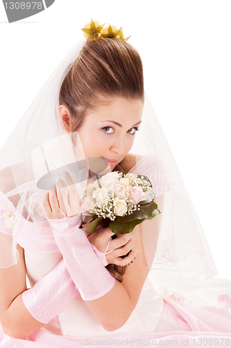 Image of Beautiful woman dressed as a bride