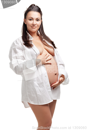 Image of Beautiful adult pregnant woman