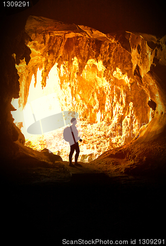 Image of woman in cave