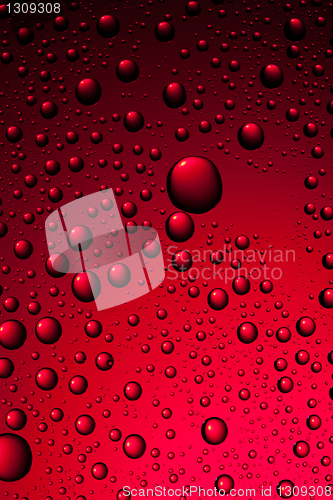 Image of water drops on red
