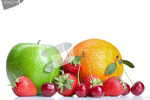 Image of Summer fresh fruits isolated on white