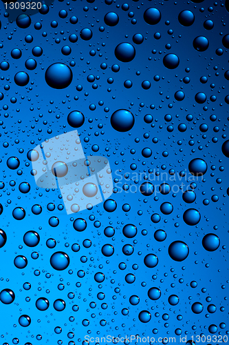 Image of water drops on blue