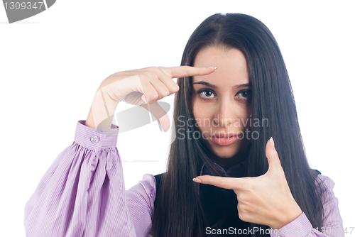 Image of Girl showing frame sign