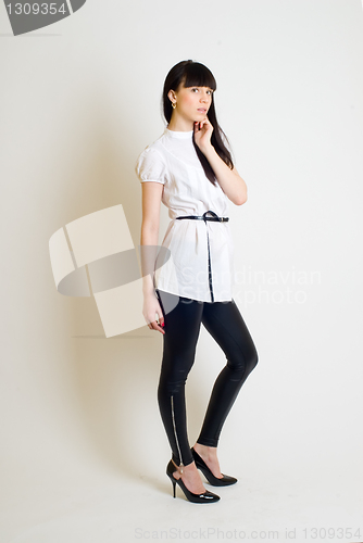 Image of Beautiful girl in white