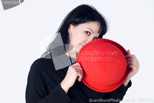 Image of Pretty girl with red hat