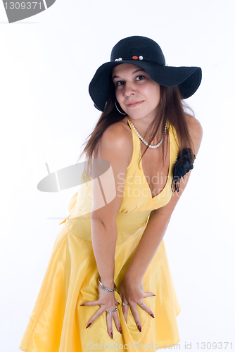 Image of Pretty woman in yellow dress