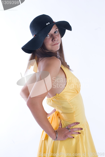 Image of Pretty woman in yellow dress