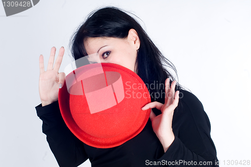 Image of Pretty girl with red hat