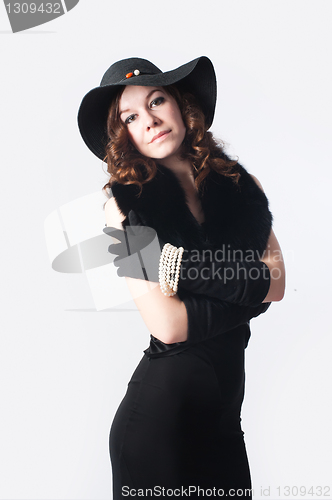 Image of Young woman in black