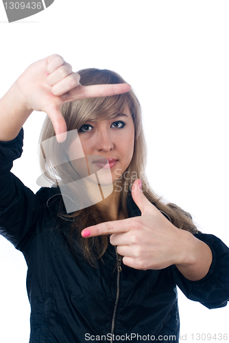 Image of Girl showing frame sign